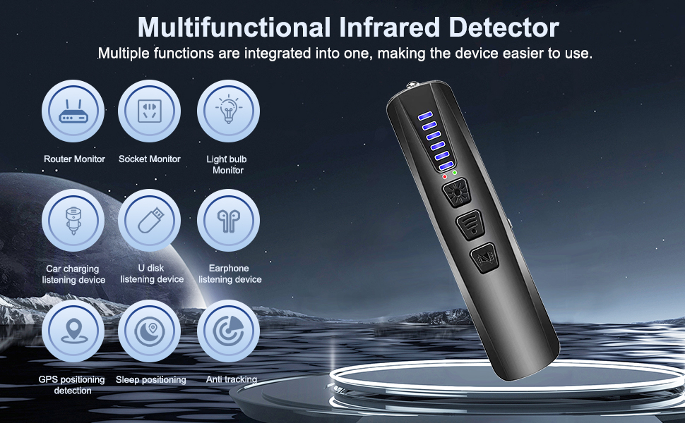 ZHENHAN Hidden Camera Detectors,Anti Spy Detector,Bug Detectors,GPS Tracker Detector,Portable Bug Detector,Hotels,Travel,Home,Office (Black)(图2)